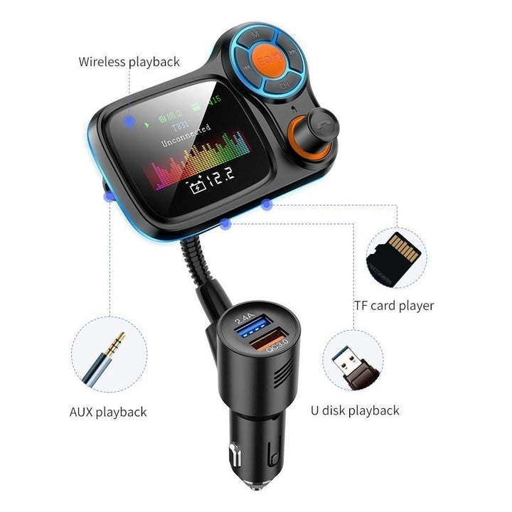 Multi-function Large Color Screen Car BT MP3 Hands-free Phone Card Air Breathing Lamp Kit Quick Charge Image 7