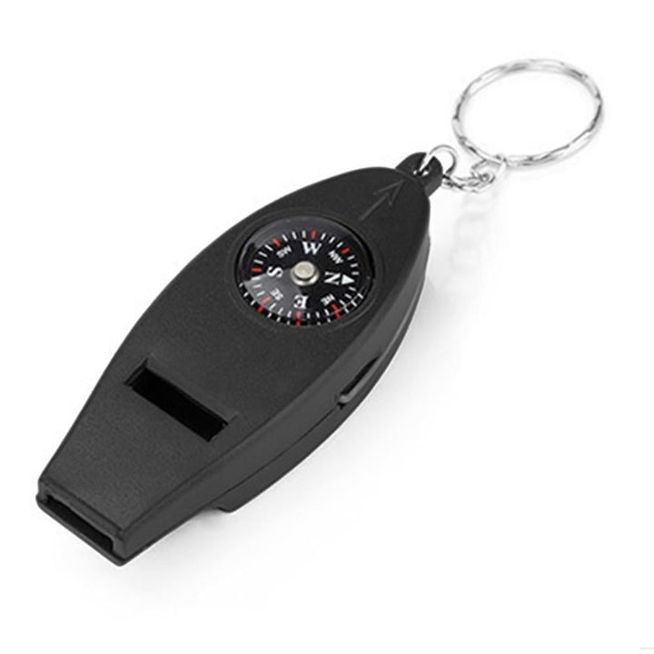 Multifunction 4 in 1 Safety Whistle Compass Thermometer Magnifier With Keychain Outdoor Travel Emergency Survival Kits Image 1