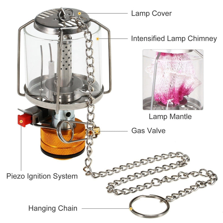 Outdoor Portable Camping Gas Lantern Piezo Ignition Mini Gas Tent Lamp Light Image 3