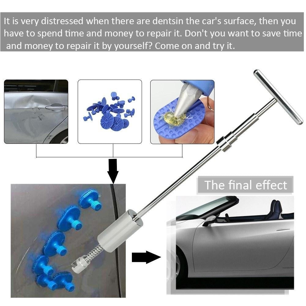 Paintless Car Dent Repair Tool Kit Slide Hammer Puller Tabs Hot Melt Glue Gun with Sticks Image 11