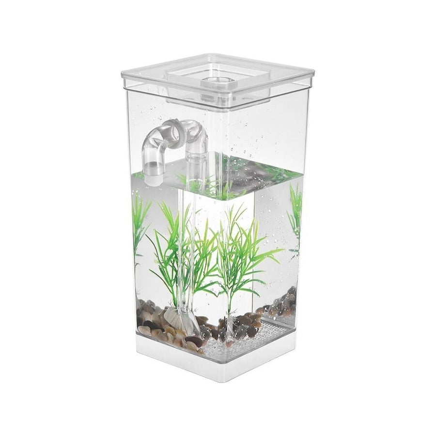 Self Cleaning Small Desk Fish Tank Bowl for Office Home Creative Gifts for Children Image 1