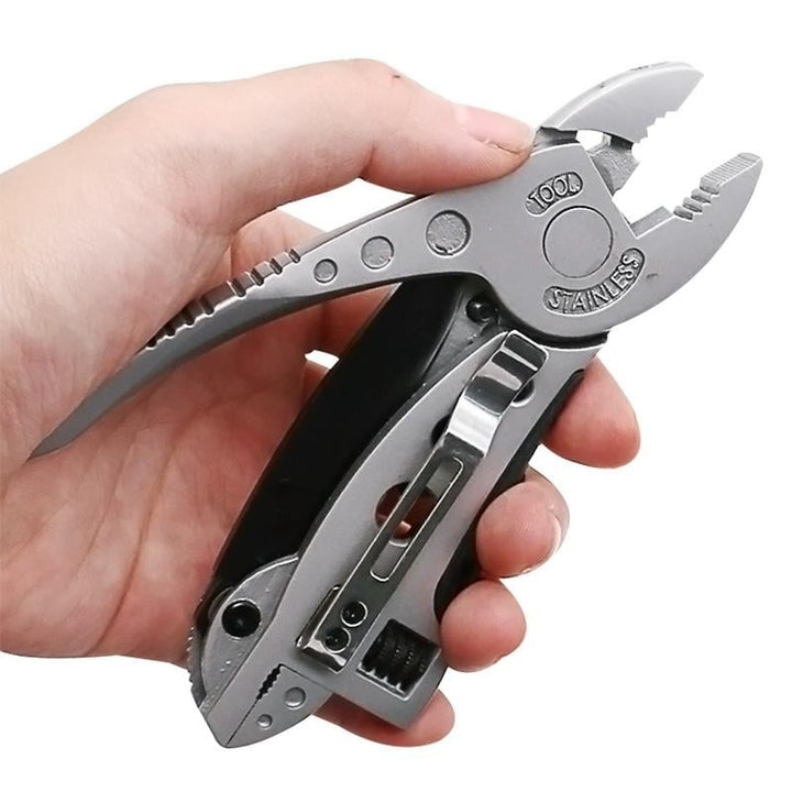 Silver Mini Bent Multi-functional Tool 9 In 1 Multitool Keychain Plier Screwdriver Pocket Tools Image 1