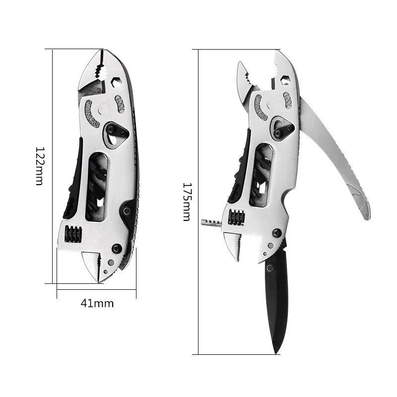 Silver Mini Bent Multi-functional Tool 9 In 1 Multitool Keychain Plier Screwdriver Pocket Tools Image 3