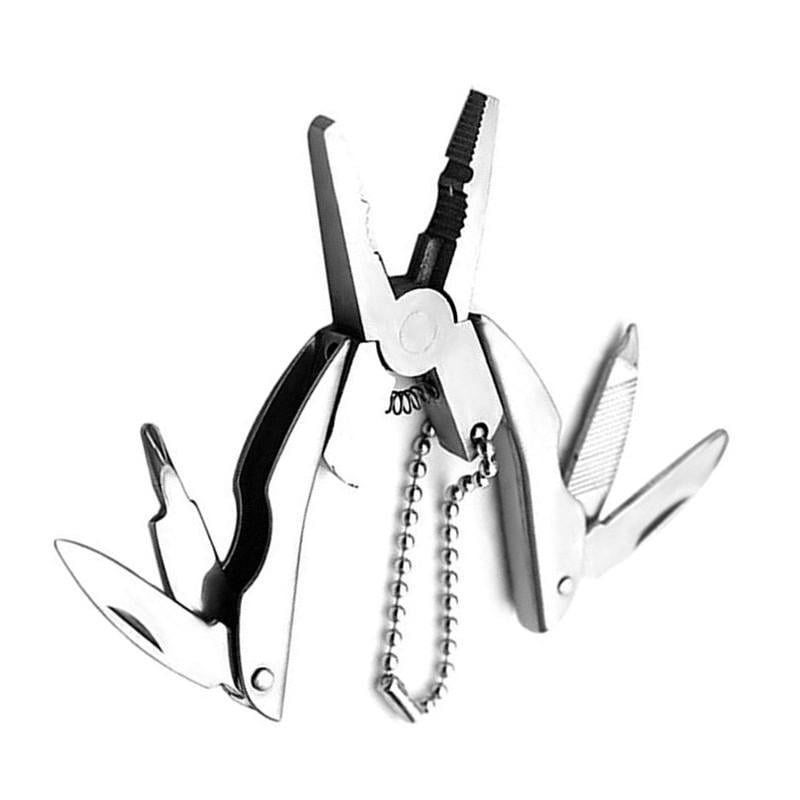 Silver Mini Bent Multi-functional Tool 9 In 1 Multitool Keychain Plier Screwdriver Pocket Tools Image 4