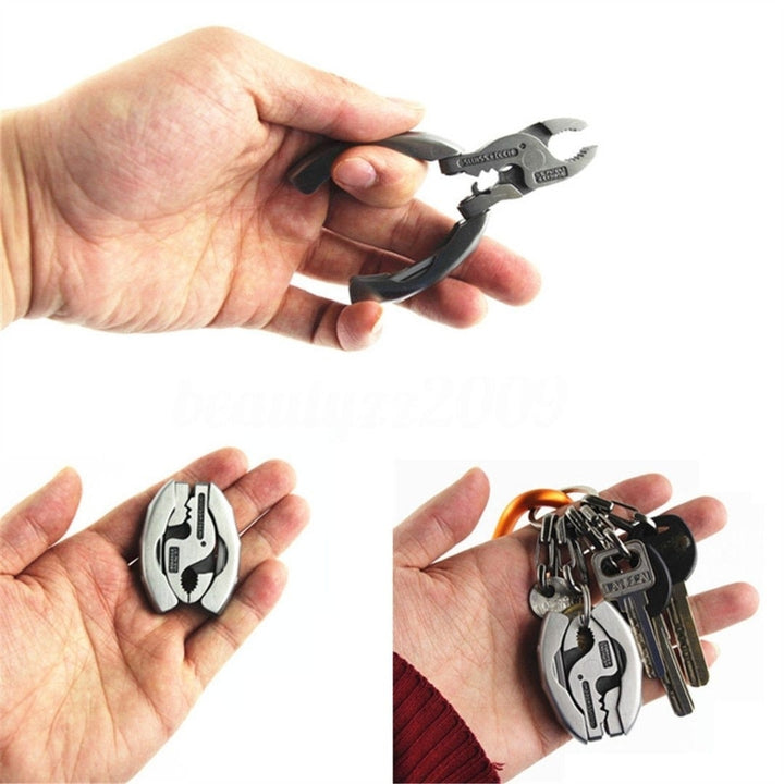 Silver Mini Bent Multi-functional Tool 9 In 1 Multitool Keychain Plier Screwdriver Pocket Tools Image 7