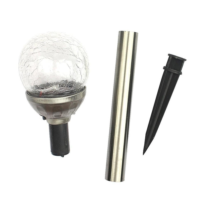 Solar Pathway LED Lights Cracked Glass Ball 4 Pcs Image 2