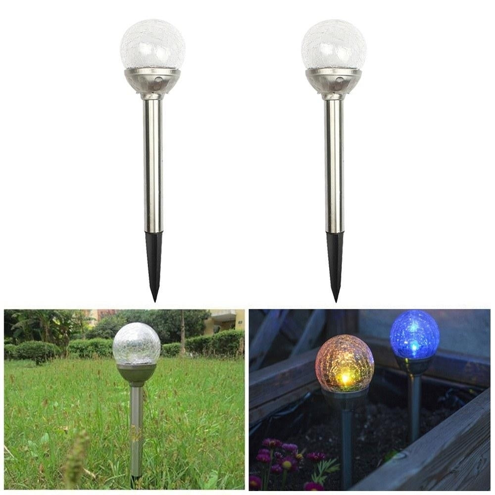 Solar Pathway LED Lights Cracked Glass Ball 4 Pcs Image 4