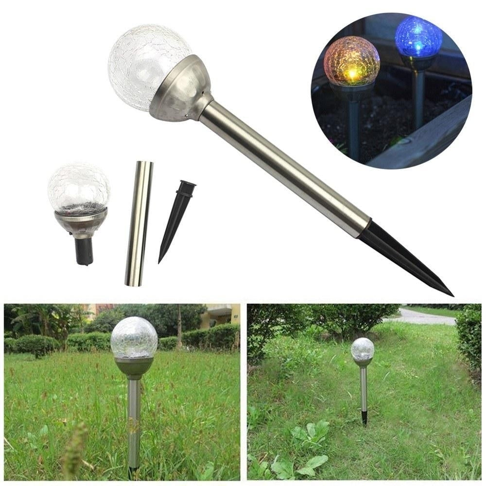 Solar Pathway LED Lights Cracked Glass Ball 4 Pcs Image 5