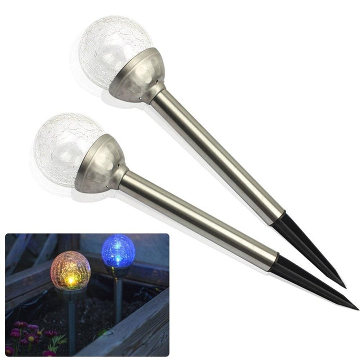 Solar Pathway LED Lights Cracked Glass Ball 4 Pcs Image 6