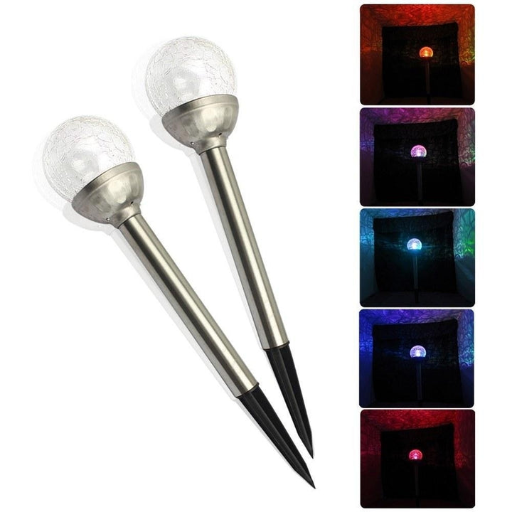 Solar Pathway LED Lights Cracked Glass Ball 4 Pcs Image 7