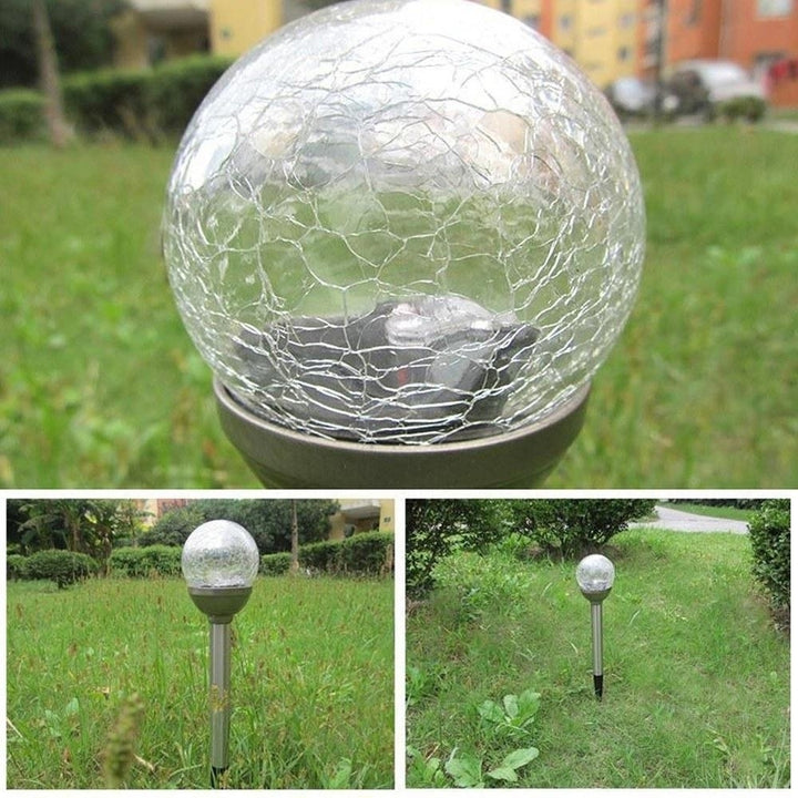 Solar Pathway LED Lights Cracked Glass Ball 4 Pcs Image 12