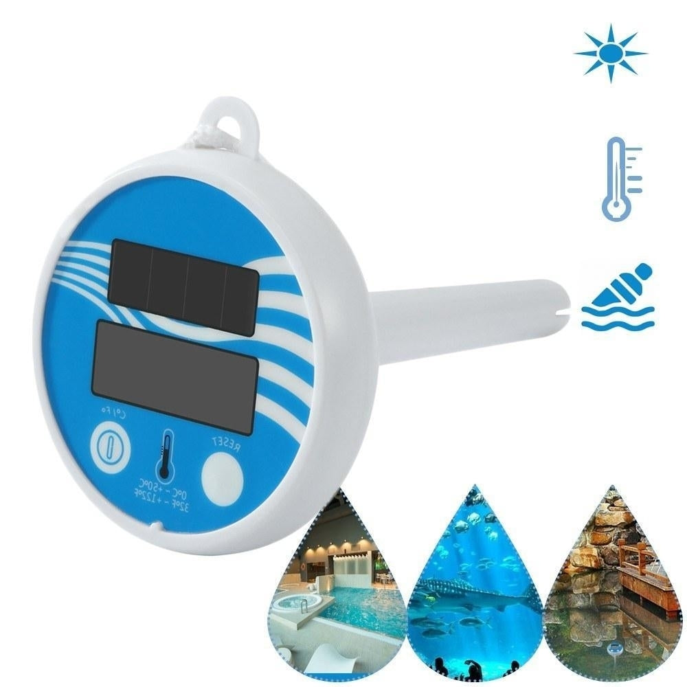 Solar Powered Digital Thermometer Wireless Pond Pool Floating LCD Display Image 2