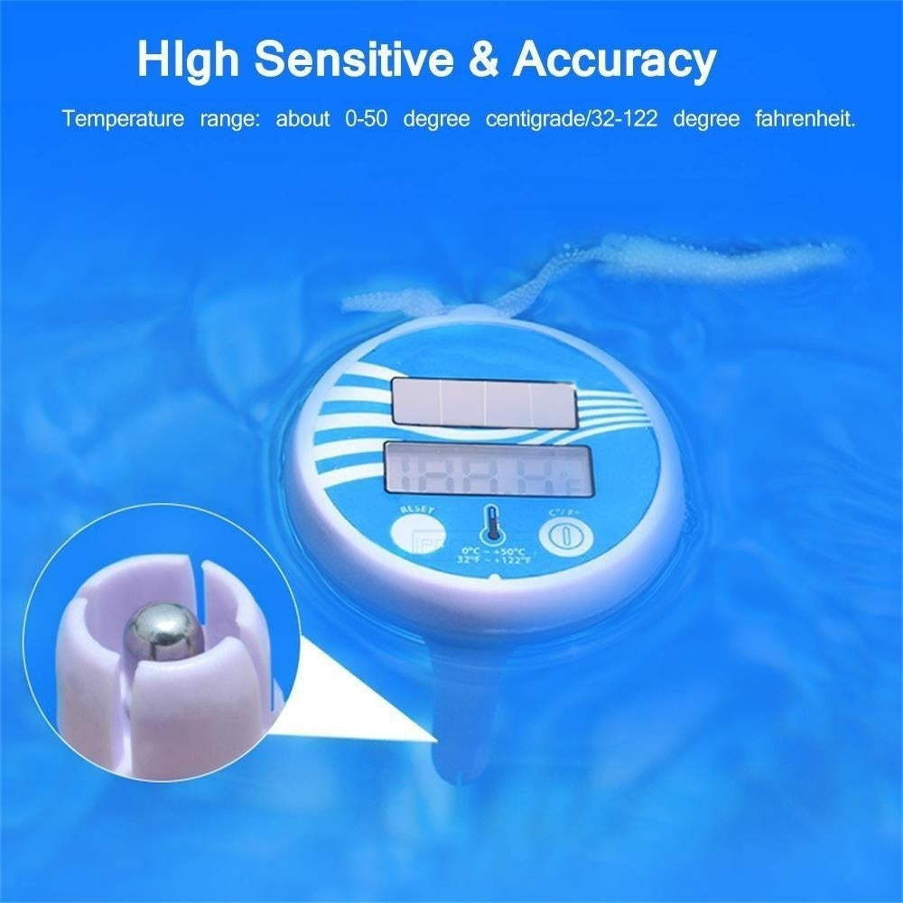 Solar Powered Digital Thermometer Wireless Pond Pool Floating LCD Display Image 7