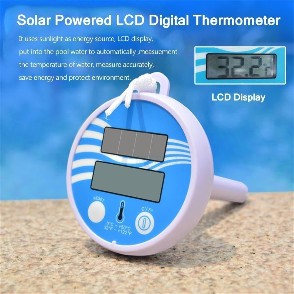 Solar Powered Digital Thermometer Wireless Pond Pool Floating LCD Display Image 9