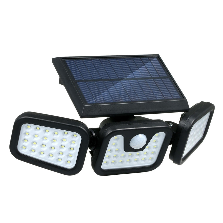 Solar Powered Wall Light PIR Motion Sensor 3 Lighting Modes Foldable 3 Heads Flood Lamp Image 1