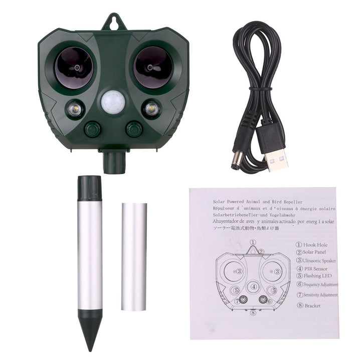 Solar Ultrasonic Repeller Waterproof Outdoor Pest Animal Expeller with Motion Sensor and Flashing Light Image 6