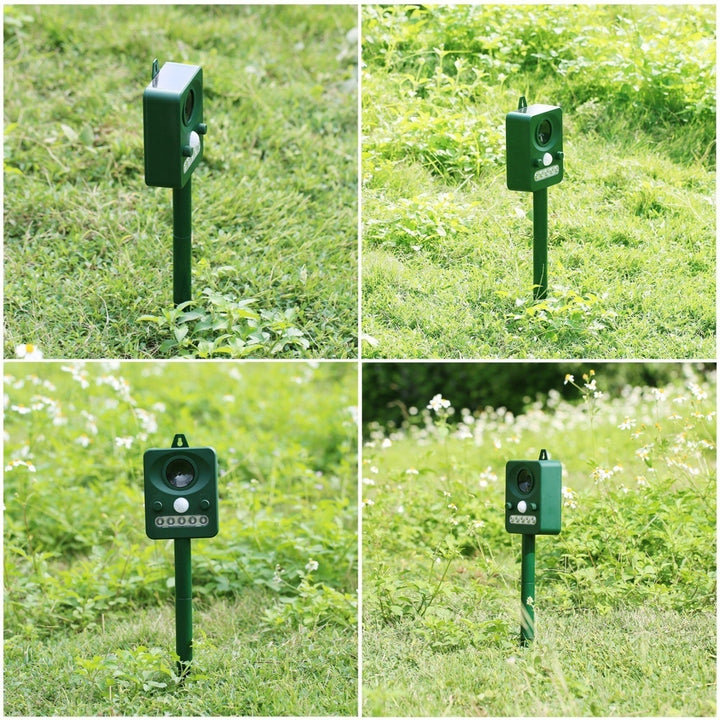 Solar Ultrasonic Pest Repeller Outdoor Animal with Sound Motion Sensor and Flashing Light Image 4