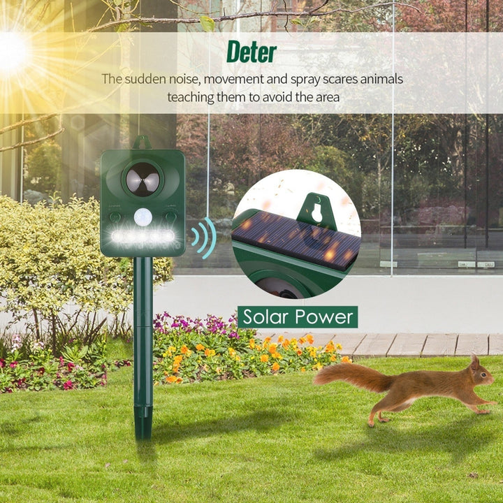 Solar Ultrasonic Pest Repeller Outdoor Animal with Sound Motion Sensor and Flashing Light Image 8