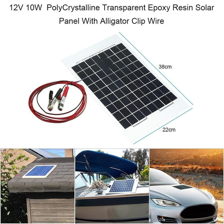 Transparent Epoxy Resin Solar Panel With Alligator Clip Wire 12V 10W 38 X 22 CM Image 7