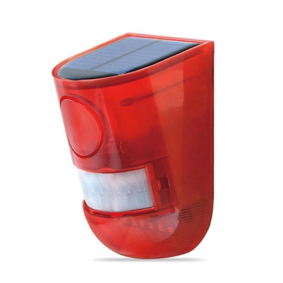 Waterproof Solar Motion Sensor Alarm Red Lamp with Warning Sound Image 1