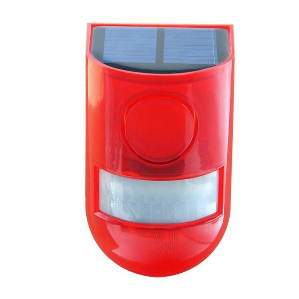 Waterproof Solar Motion Sensor Alarm Red Lamp with Warning Sound Image 2