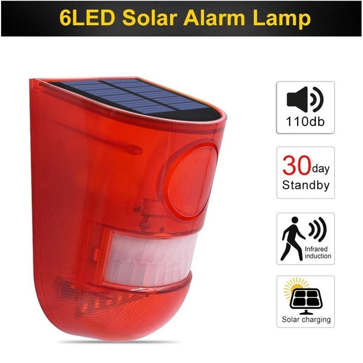 Waterproof Solar Motion Sensor Alarm Red Lamp with Warning Sound Image 10