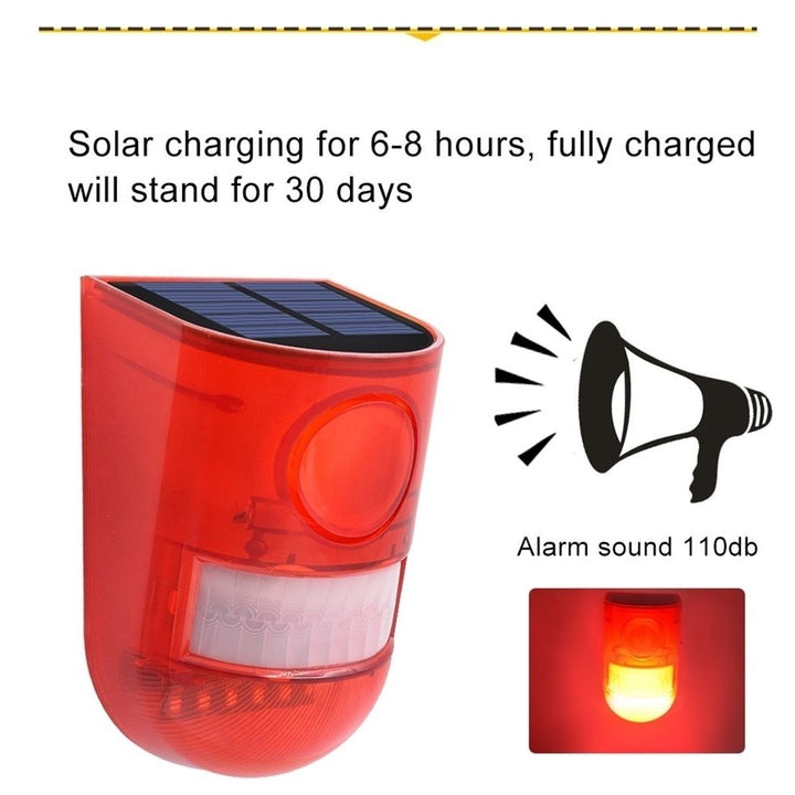 Waterproof Solar Motion Sensor Alarm Red Lamp with Warning Sound Image 11