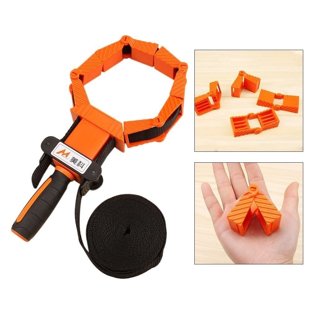 Woodworking Polygonal Angle Clamp with 13.1ft Thick Nylon Straps TPR No Slip Handle and Large Folding Image 2