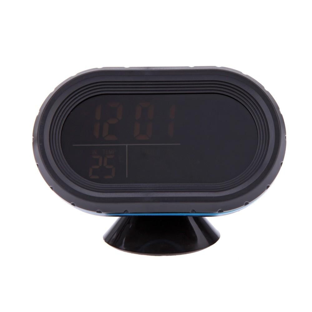 Digital Auto Car Thermometer Voltmeter Voltage Meter Noctilucous Clock Freeze Alert + Batteries Image 7