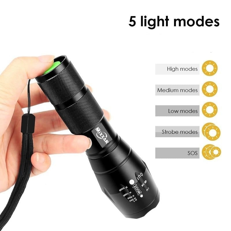 T6 LED Handheld Tactical Flash Zoom Torch Light Camping Lamp For 18650 Rechargeable Battery Image 4