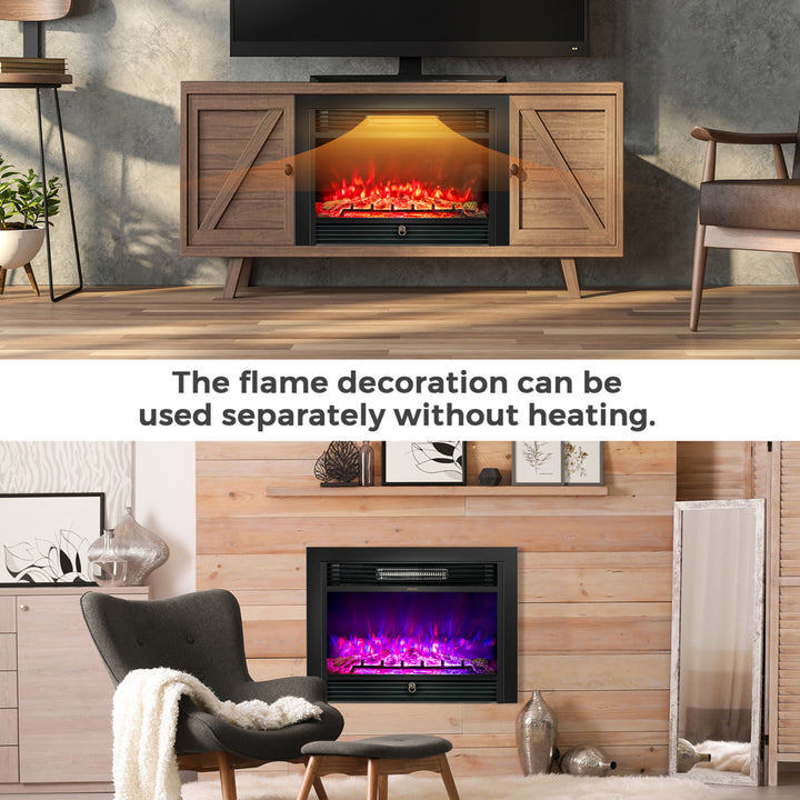 28.5 Fireplace Electric Embedded Insert Heater Glass Log Flame Remote Image 5