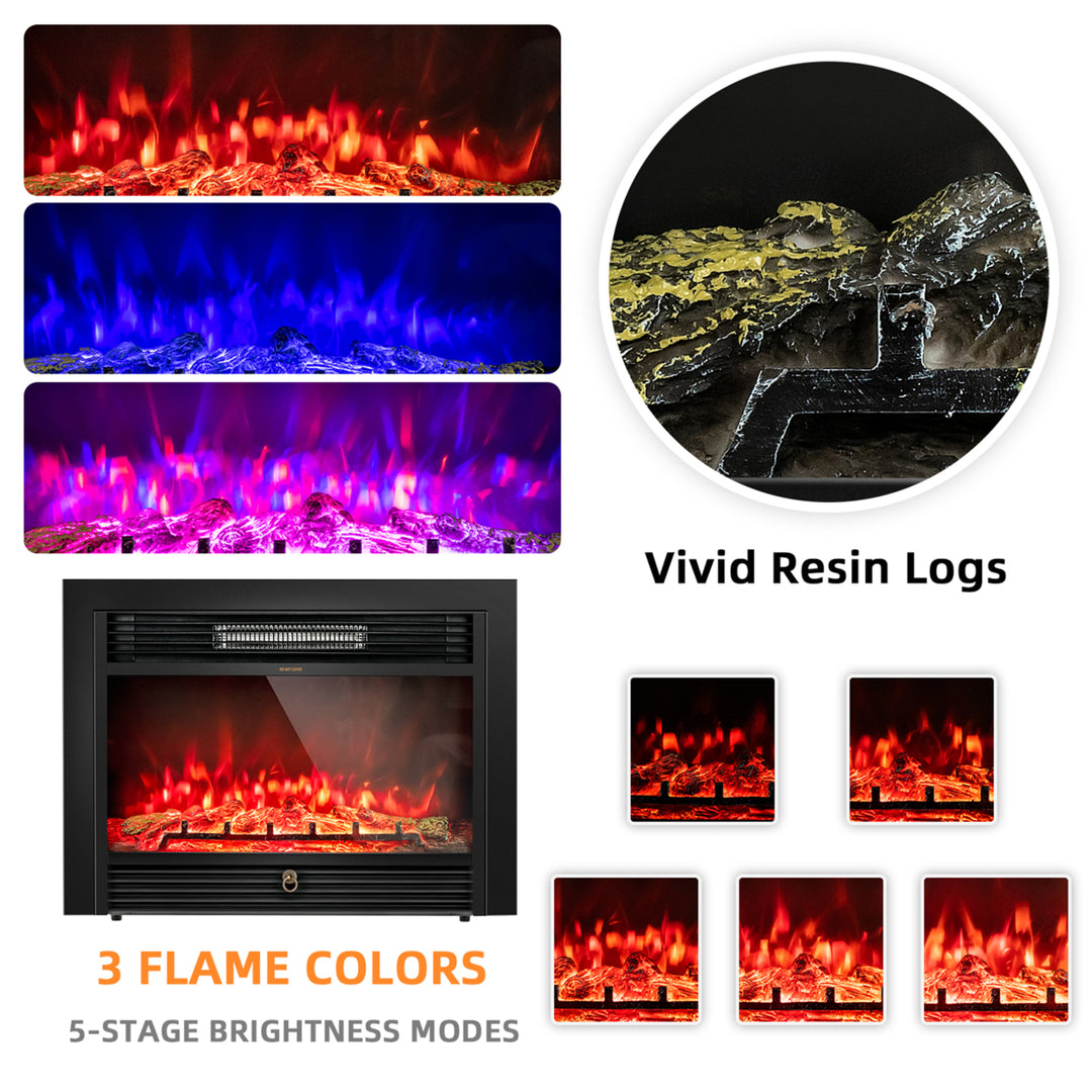 28.5 Fireplace Electric Embedded Insert Heater Glass Log Flame Remote Image 8