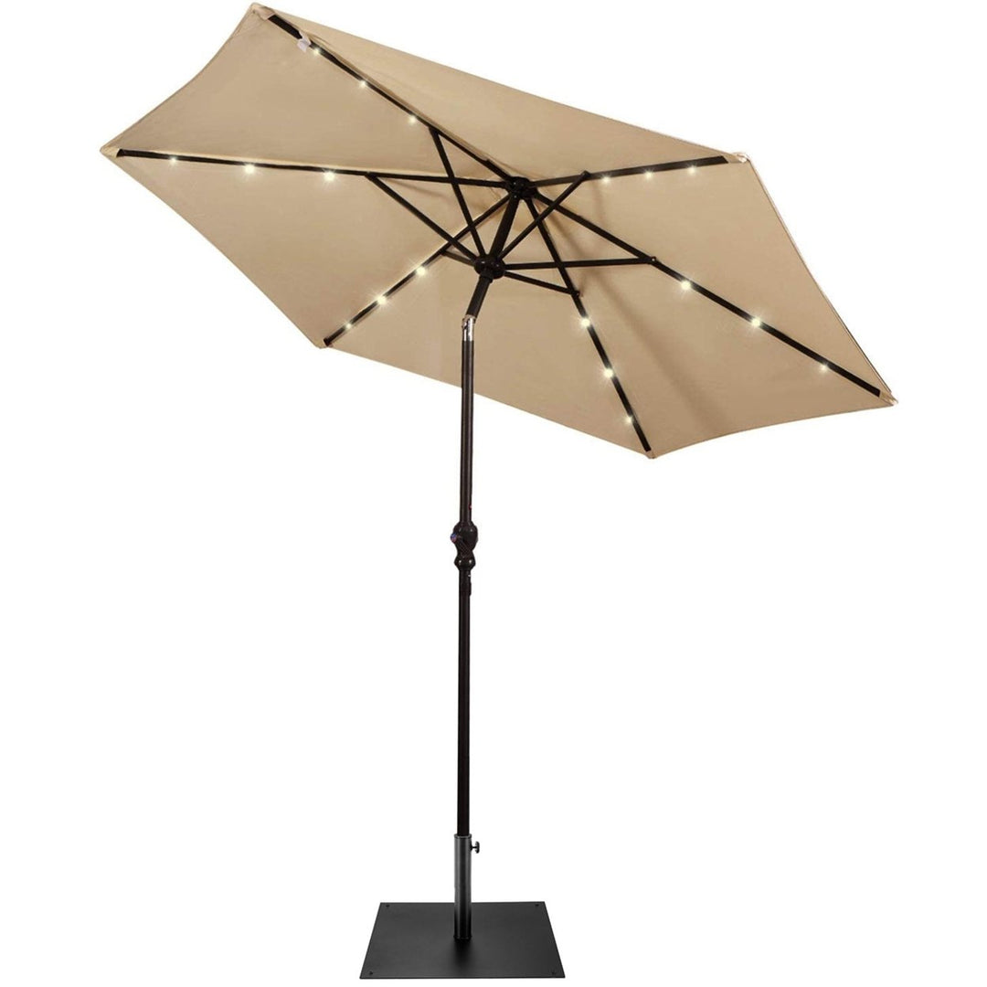 9 Ft Patio Table Market Umbrella w/ 18 Solar LED Lights and Heavy-duty Base Image 4