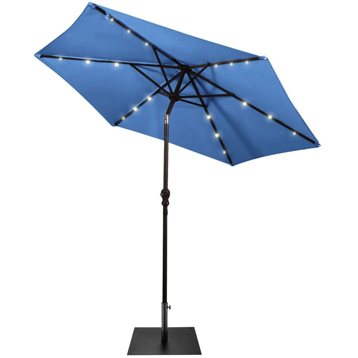 9 Ft Patio Table Market Umbrella w/ 18 Solar LED Lights and Heavy-duty Base Image 5