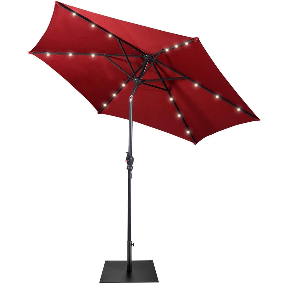 9 Ft Patio Table Market Umbrella w/ 18 Solar LED Lights and Heavy-duty Base Image 6