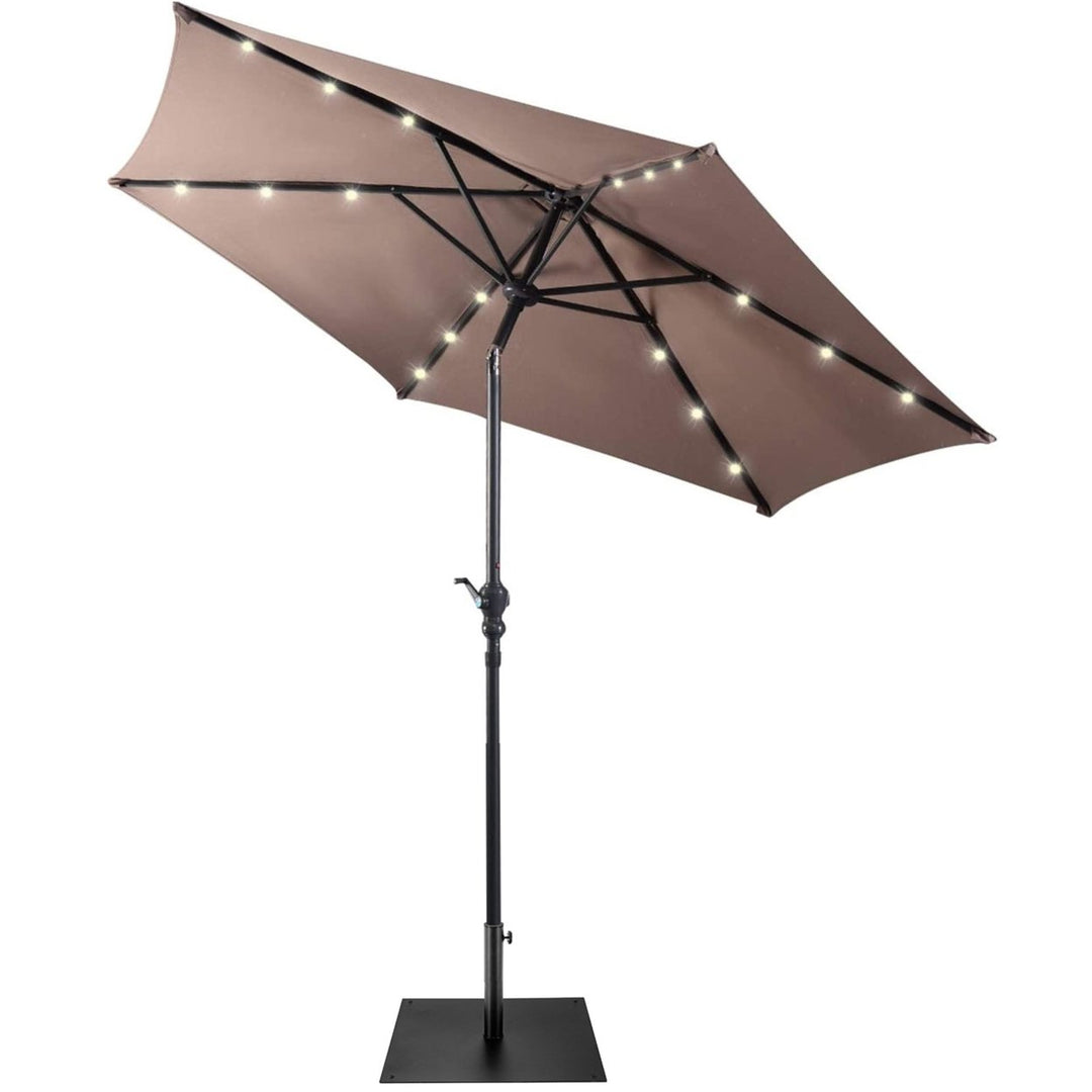 9 Ft Patio Table Market Umbrella w/ 18 Solar LED Lights and Heavy-duty Base Image 8