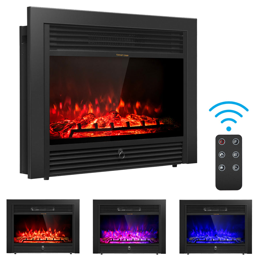 28.5" Fireplace Electric Embedded Insert Heater Glass Log Flame Remote Image 1