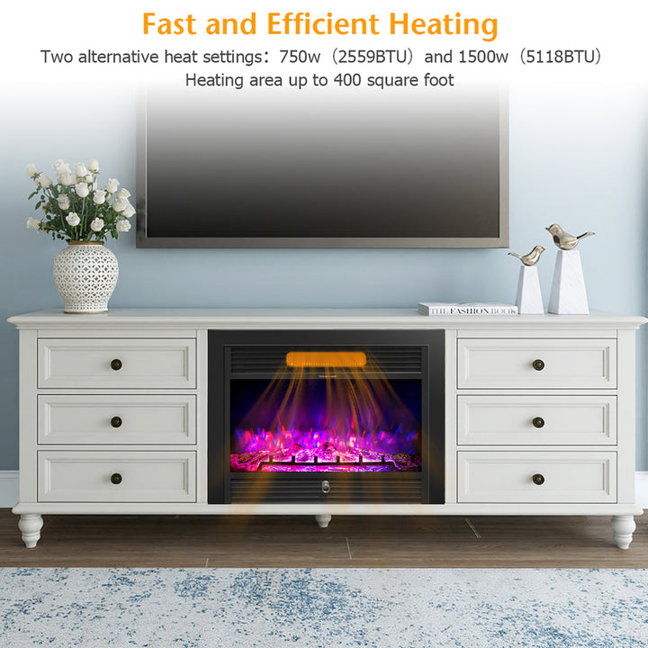 28.5" Fireplace Electric Embedded Insert Heater Glass Log Flame Remote Image 6