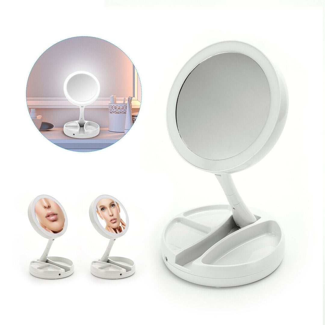 Makeup Mirror with LED Light 10x Magnification Foldable Lighted Up Mirrors Image 5