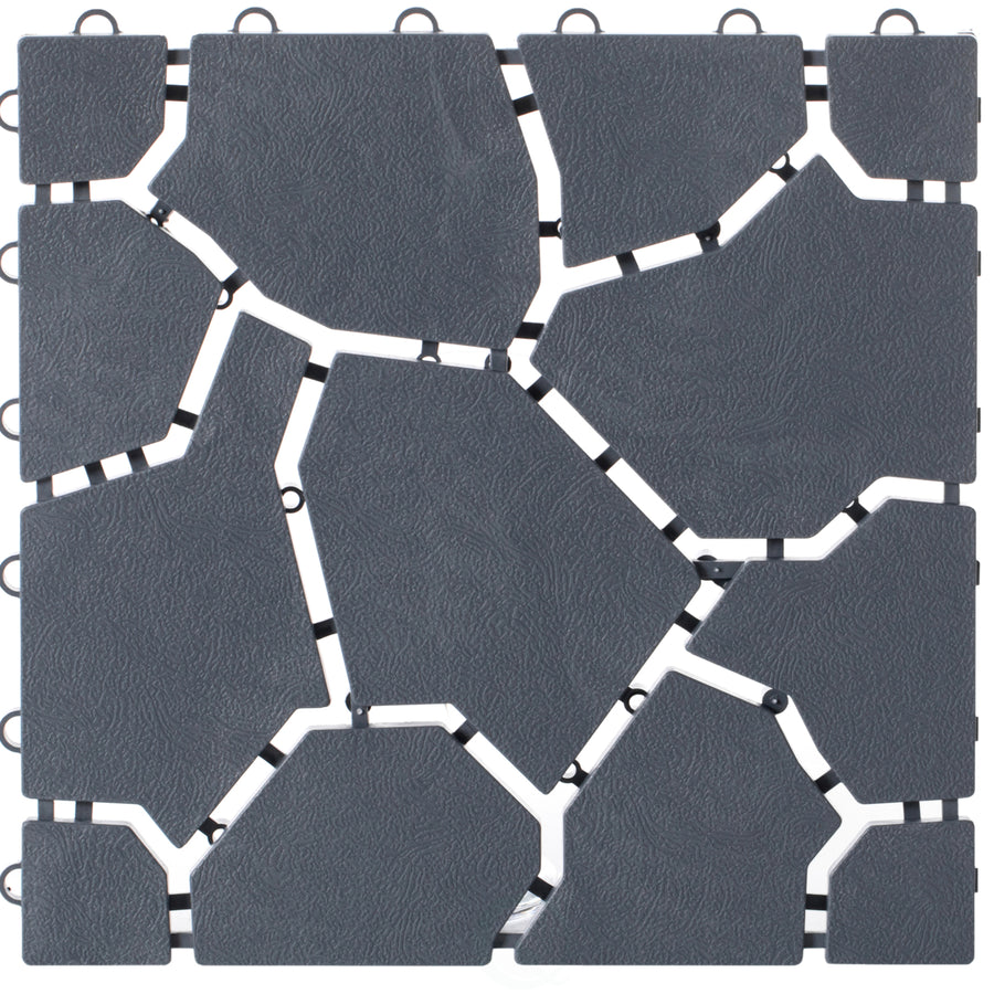 Gray Interlocking Garden Pathway Tile Paver 11x11 Waterproof Pack of 4 Image 1