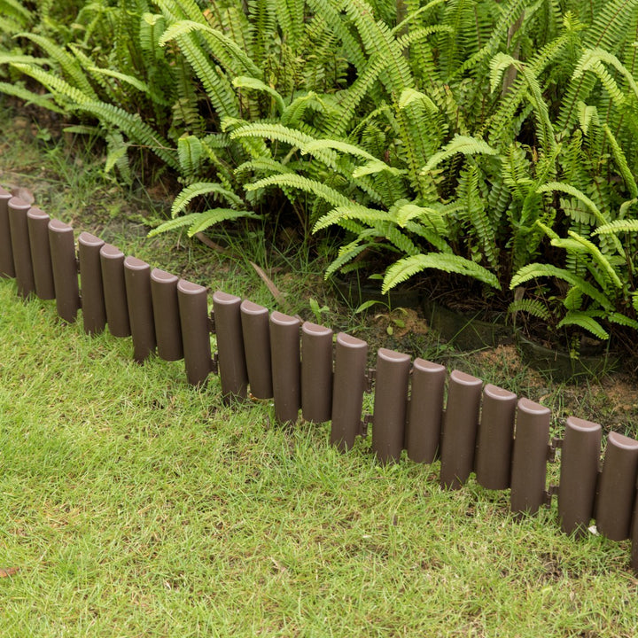 Decorative Interlocking Half Log Lawn Edging Garden Ornamental Fence Border, Pack of 8 Image 9