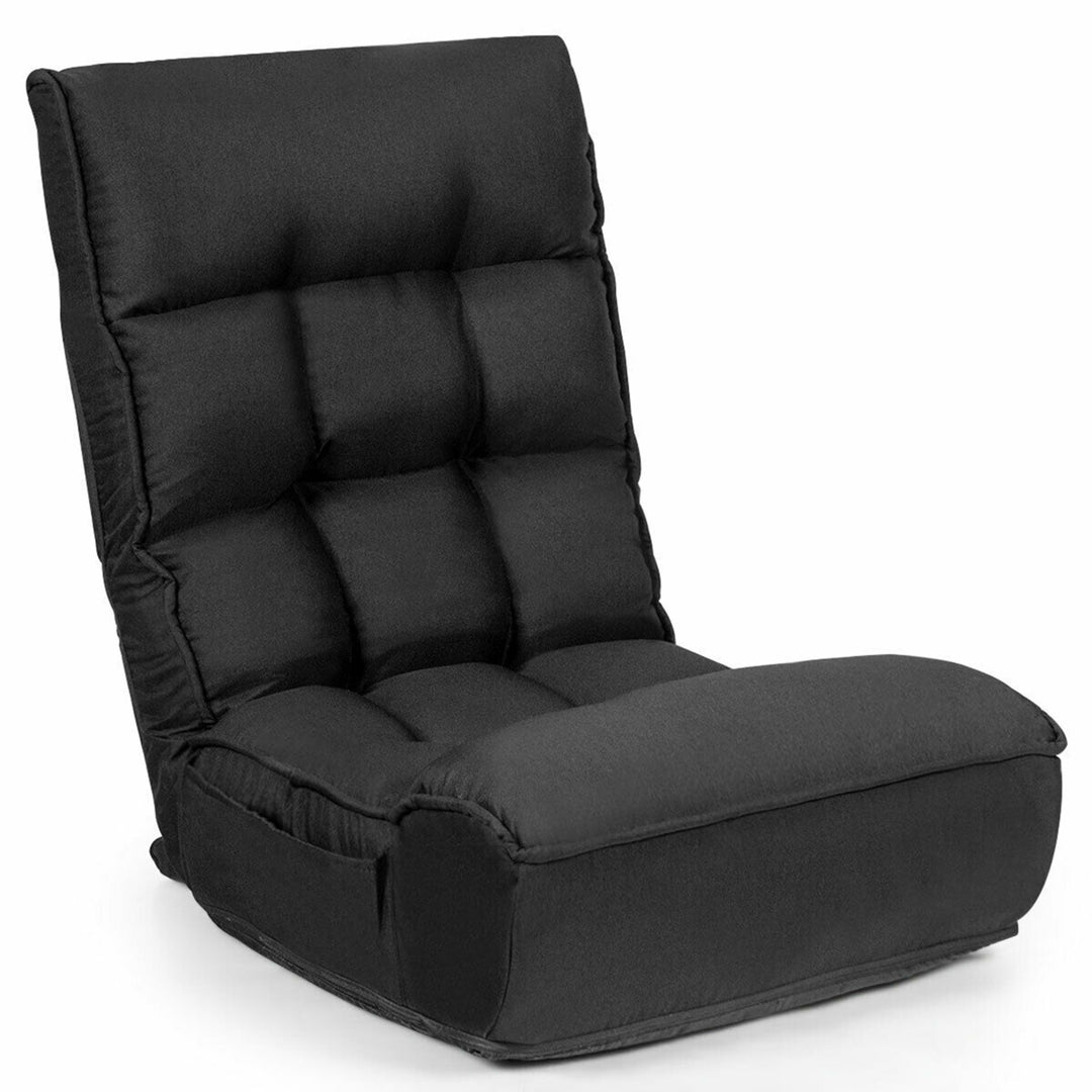 4-Position Floor Chair Folding Lazy Sofa w/Adjustable Backrest and Headrest Image 1