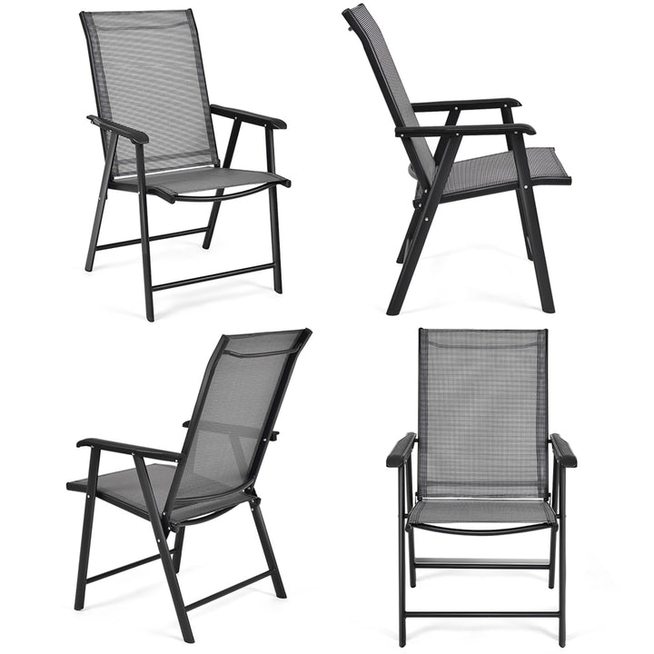 Set of 4 Outdoor Patio Folding Chairs Camping Deck Garden Pool Beach W/Armrest Image 1