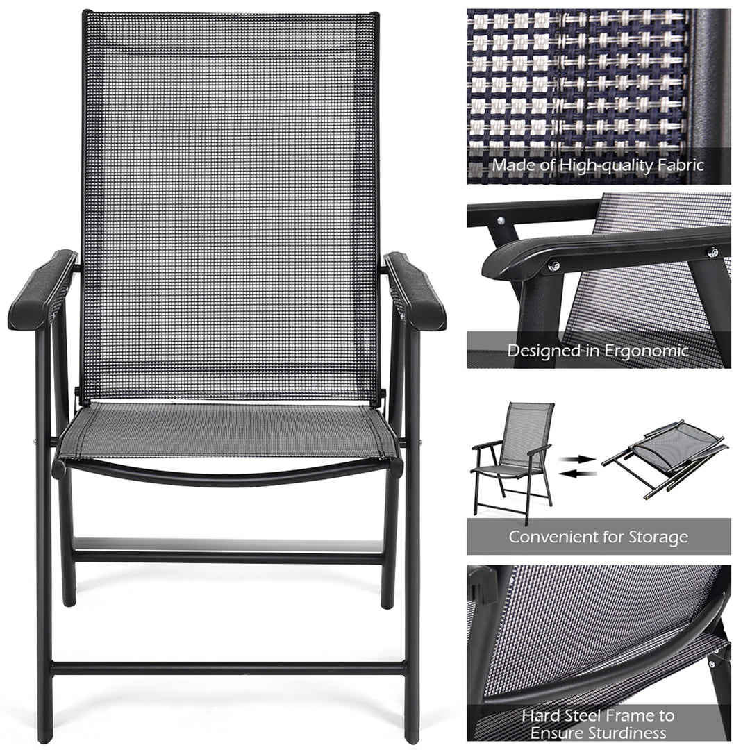 Set of 4 Outdoor Patio Folding Chairs Camping Deck Garden Pool Beach W/Armrest Image 5