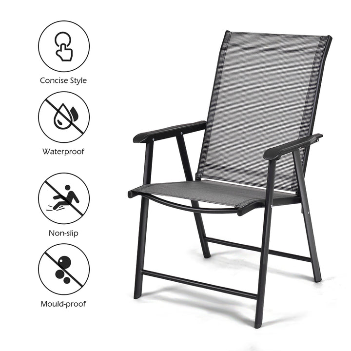 Set of 4 Outdoor Patio Folding Chairs Camping Deck Garden Pool Beach W/Armrest Image 6