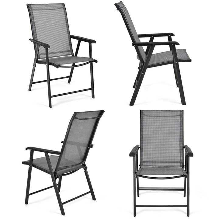 Set of 4 Outdoor Patio Folding Chairs Camping Deck Garden Pool Beach W/Armrest Image 7