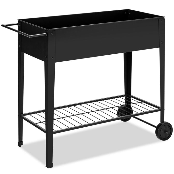 Raised Garden Bed Elevated Planter Box on Wheels Steel Planter w/Shelf Image 9