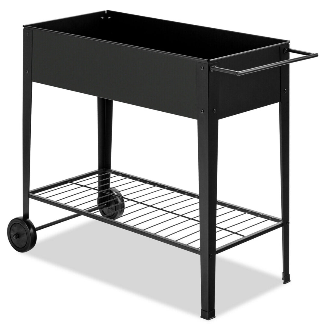 Raised Garden Bed Elevated Planter Box on Wheels Steel Planter w/Shelf Image 10