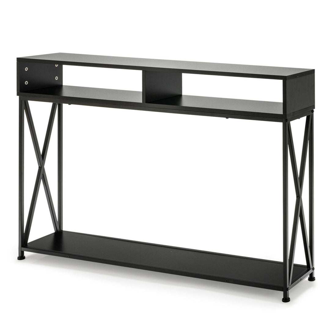 Console Table with Open Shelf and Storage Compartments Steel Frame Image 5