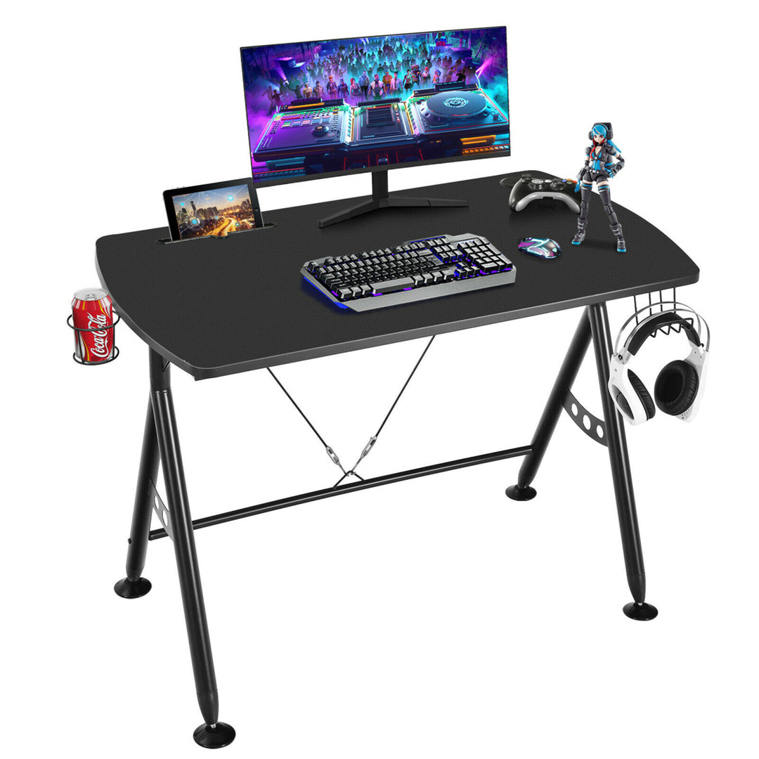 Y-shaped Gaming Desk Home Office Computer Table w/ Phone Slot and Cup Holder Image 1